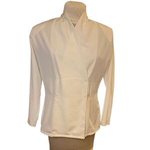 Pendleton Country Sophisticates Size 12 Cream Chiffon Wrap Blouse Shoulder Pads